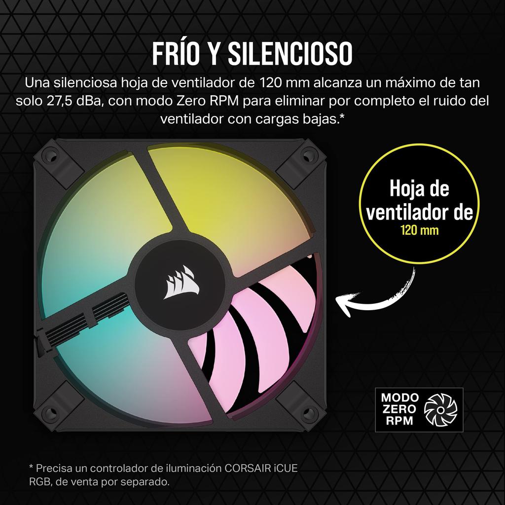 CORSAIR AF SLIM AF120 RGB 120ммx15мм Серия RGB вентиляторов, СЛИМ, [Черный] [1 шт.] CO-9050162-WW