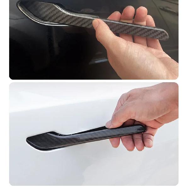 For Tesla Model Y LAUNCH/Juniper/3/3+ Highland 2025 Door Handle Sticker Trim Cover 100% Real Carbon Fiber Decoration