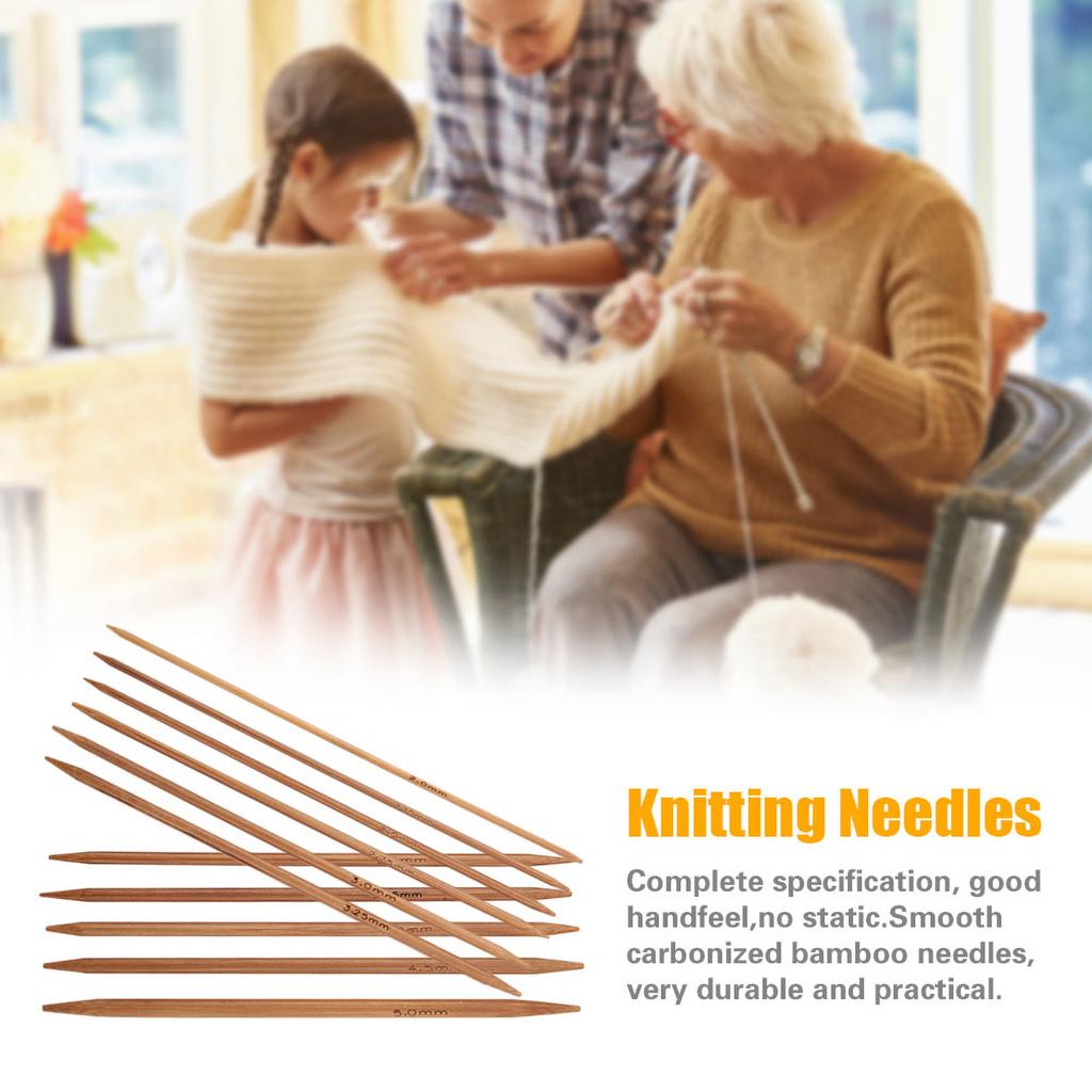 Набор из 11 бамбуковых спиц с двумя концами, 11 размеров (5.1 дюйма 13 см)