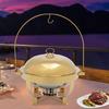 8L Gold Chafing Dish with Round Lid, Buffet Server and Food Warmer, Large Capacity Stainless Steel Chafer for Catering, Party