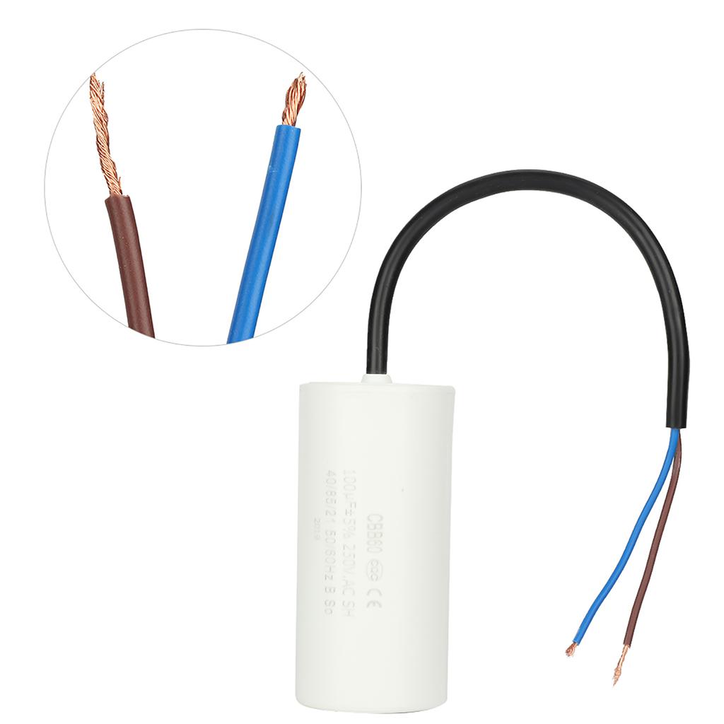 CBB60 Конденсатор запуска с проводом 250 В переменного тока 100 мкФ 5060 Гц для двигателя воздушного компрессора