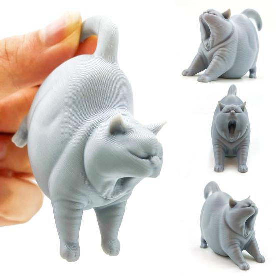 3D-печатная статуэтка зевающего кота, милая фигурка спящего кота для полки, спальни, современный минималистичный декор для дома, подарок для любителей кошек