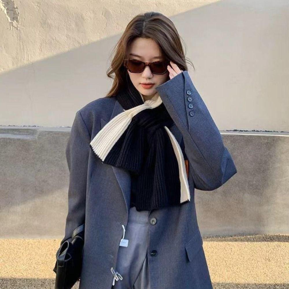 Аксессуары для одежды в корейском стиле Шарф контрастного цвета Осень-зима Шаль Шарф для улицы