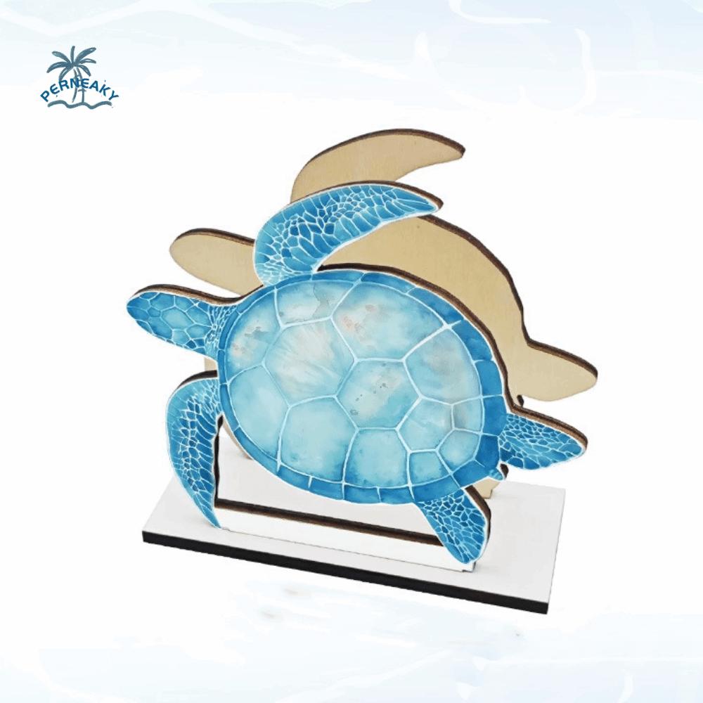 Summer Ocean Ocean Theme Wooden Napkin Holder Decorative Fish Shaped Tissue Box Large Capacity Tissue Holder Restaurant