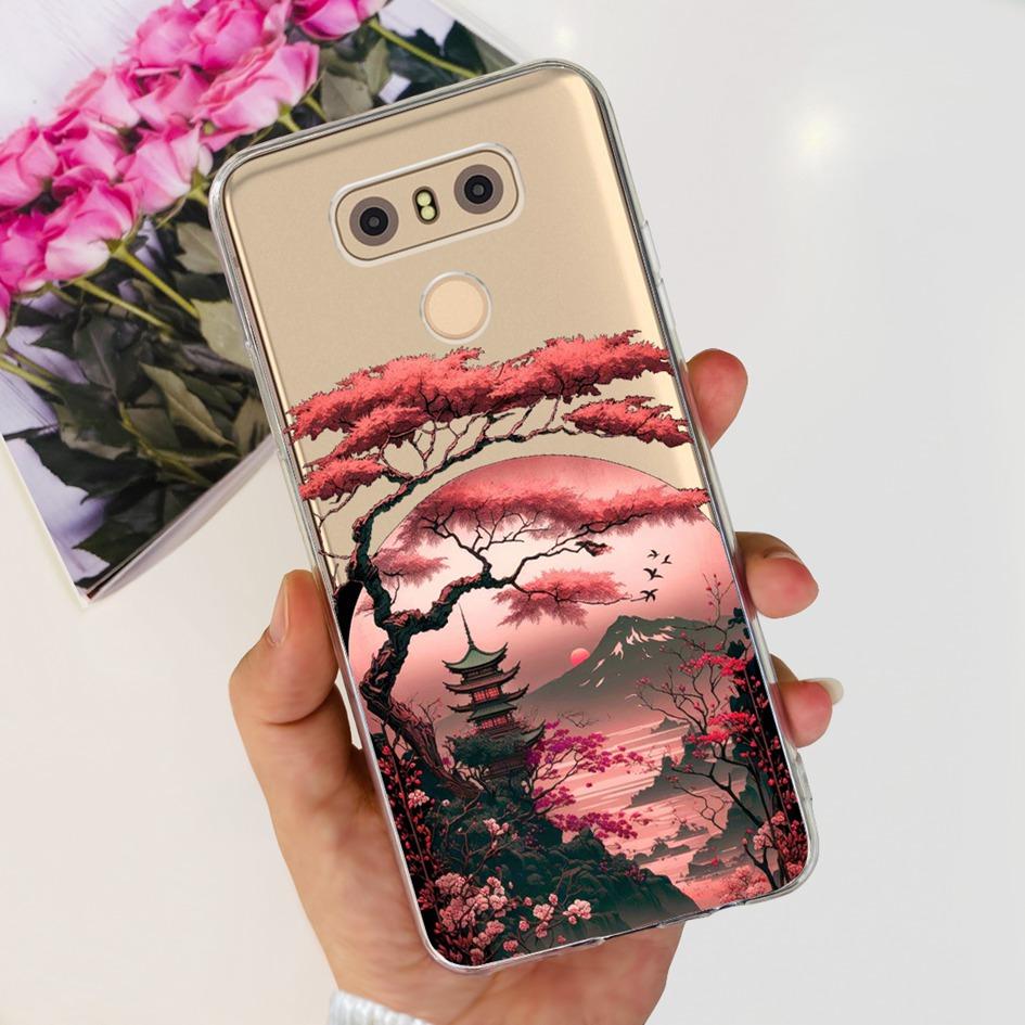 Чехол для LG G6 Plus LGM-G600K Чехлы для телефонов Популярный Цветок Мягкий Силикон Прозрачный Защитный Корпус Для LG G6 G 6 LG6 LGG6+ Задняя Крышка