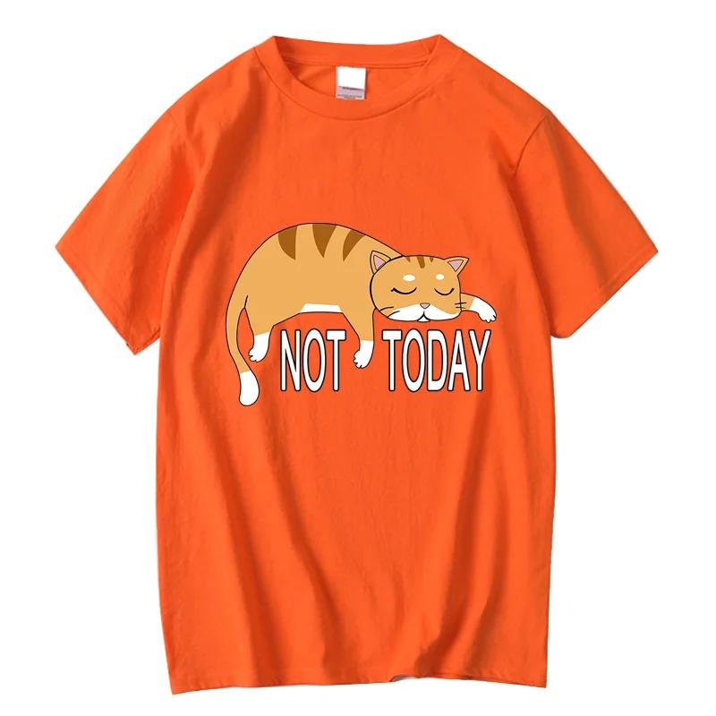 Летняя мужская футболка высокого качества 100% хлопок забавный ленивый кот принт повседневные крутые свободные футболки с круглым вырезом с графикой для мужчин топы
