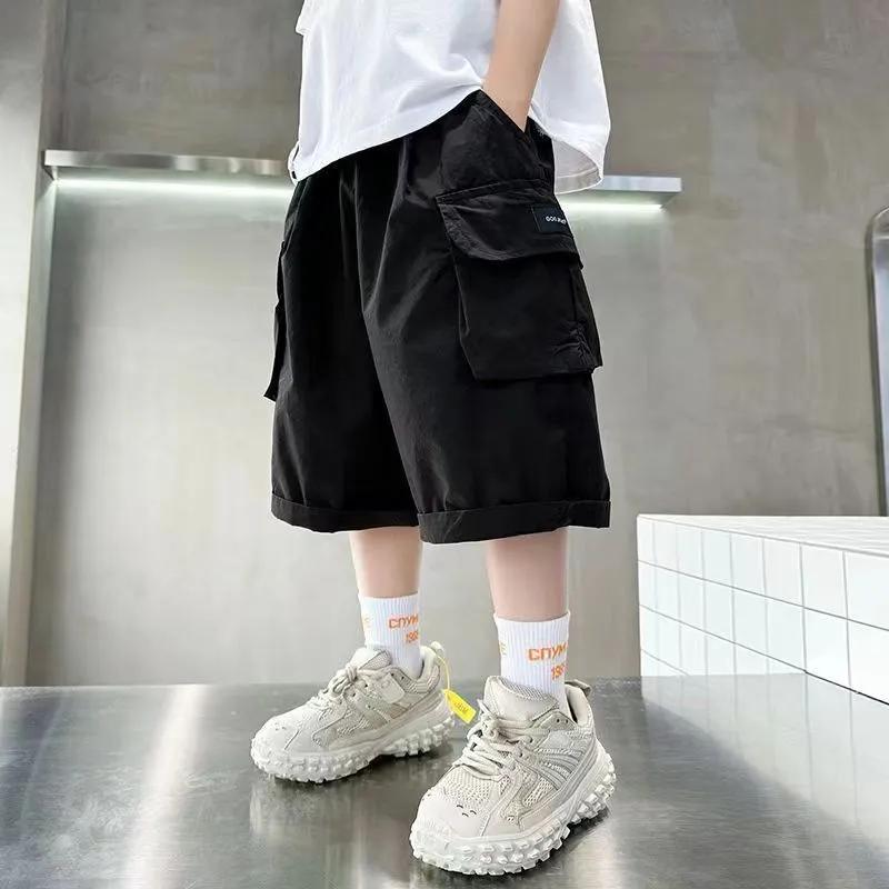 Летние подростковые короткие брюки для мальчиков 3-14 лет, брюки с большими карманами для детей, подарок на день рождения