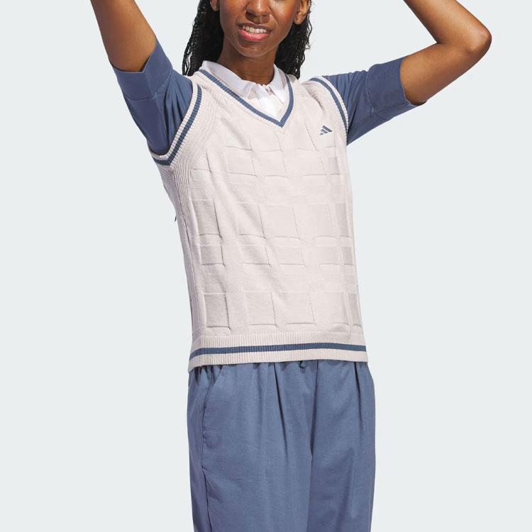 Adidas Go-To свитер жилет полосатый цвет блок V-образный вырез трикотажный жилет женский топы масляно-серо-фиолетовый IP4194