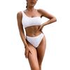 2 Pcs/Set Summer Swimsuit Set One Color Tight Shoulder Solid Sleeveless Padded Bathing Wireless