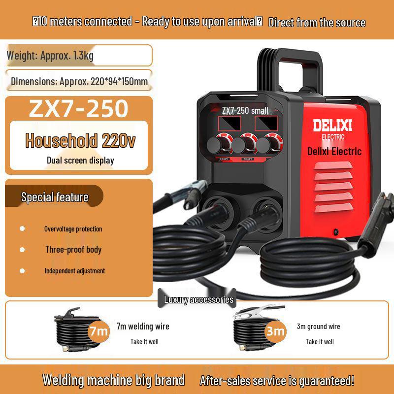 Delixi 220V Мини-портативный электрический сварочный аппарат, Чистая медь и нержавеющая сталь, Полностью автоматический для домашнего использования