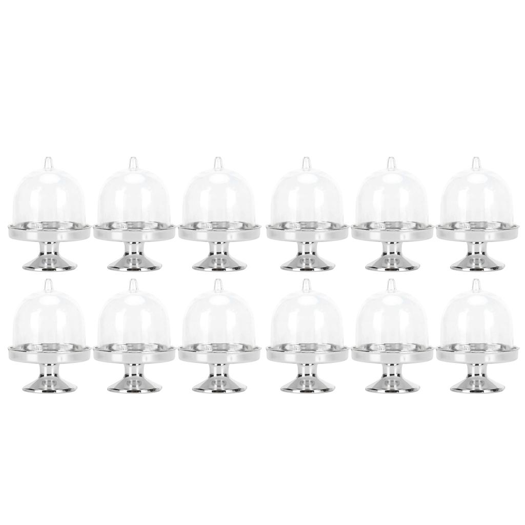 12 наборов мини-коробок для конфет, подставка для торта, кексов, конфет, подставка с крышкой, праздничные атрибуты, серебристое дно