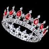 2" Height Silver/Gold Plated Crystal Rhinestone Ruby Full Circle Tiara Crown Bridal Wedding Jewelry Hair Accessories (Silver+red)