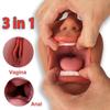 3 в 1 Мужская мастурбация Секс-игрушки Мастурбация Глубокая глотка Искусственная киска Оральный секс Мужской мастурбатор Оральный секс Реалистичная резиновая вагина Секс-игрушки