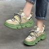 Разноцветные кроссовки из натуральной кожи с дышащей сеткой, женские спортивные кроссовки на шнуровке для отдыха, вулканизированная обувь на платформе