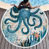 Sea Turtle Round Beach Towel Undersea World Thick Shower Bath Towels Microfiber Summer Swim Circle Yoga Mat 150cm With Tassels