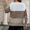 Женский пуловер, легкий вязаный свитер с круглым вырезом и длинным рукавом, цветной блок, с заниженной линией плеч
