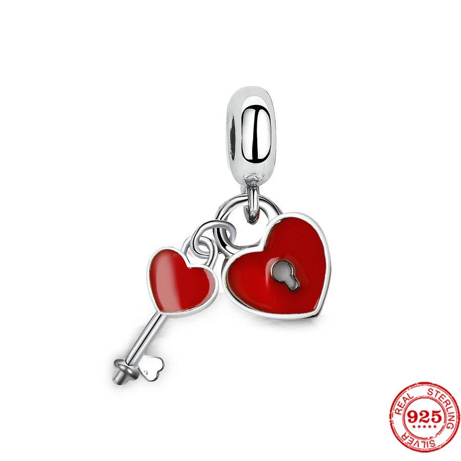 925 стерлингового серебра DIY ювелирные изделия помада высокие каблуки любовь сердце гантель яблоко шарм браслет из бисера