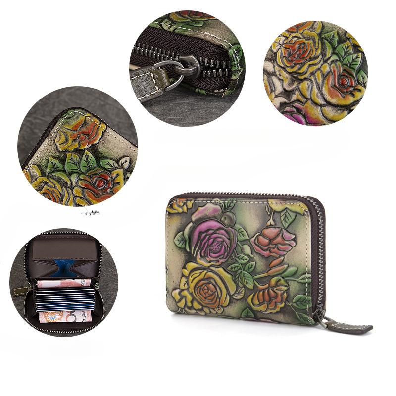 Card Bag Women's Vintage Embosed Coin Purse Mini Large Capacity Multi-card Slot