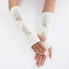 1 Pair Fall Winter Gloves Ripped Fingerless Knitted High Elasticity Non-slip Arm Warmers Pure Color Arm Sleeves Keep Warm Windproof Cycling Arm Covers