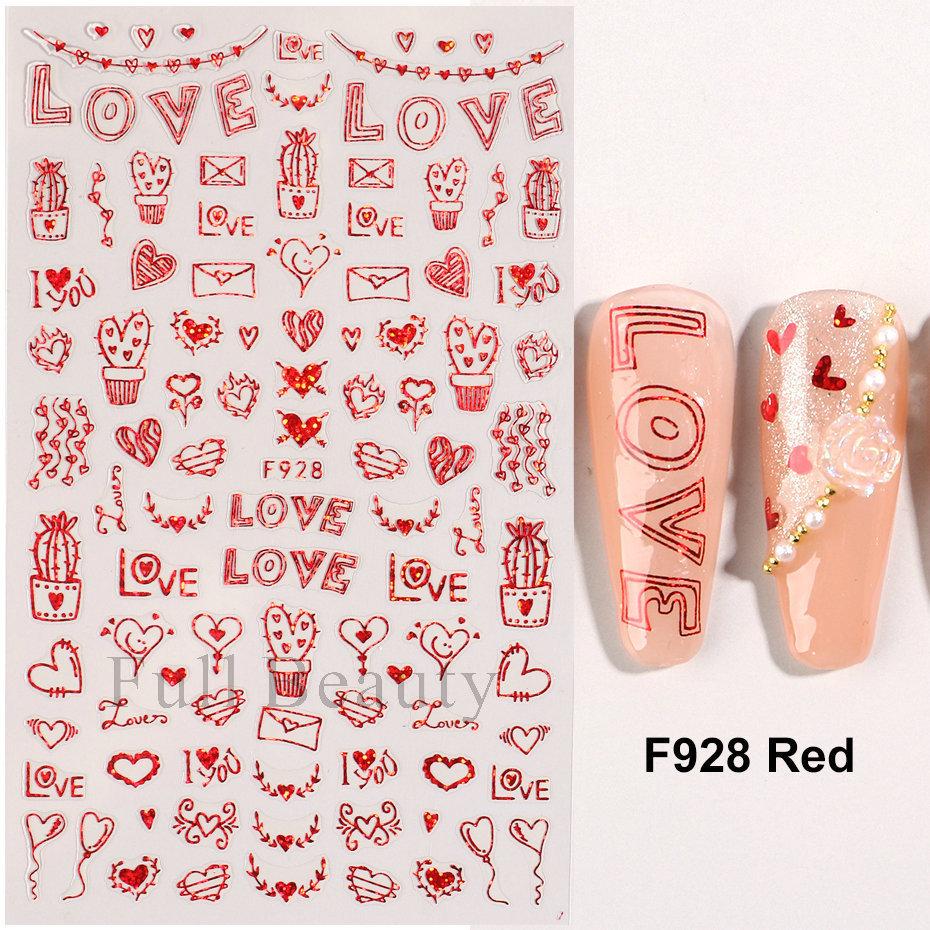 Nail Art Stickers, Romantic Valentine'S Day Love Cartoon Panda Love Adhesive Nail Stickers