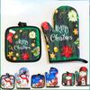2pc/set Christmas Printed Oven Gloves, Heat Resistant and Heat Resistant Microwave Oven Glove Set