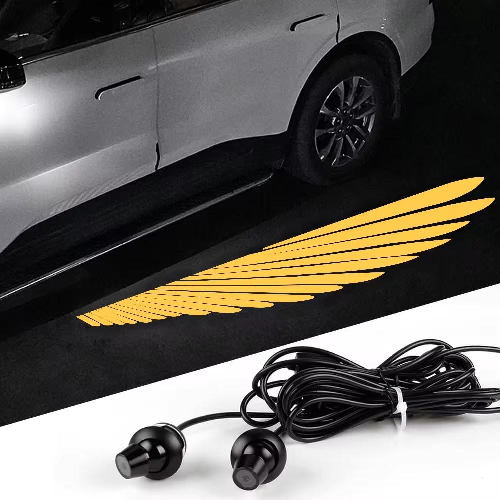 2PCS Car Rearview Mirror Welcome Lamp Blade Light Carpet Projection Lamp Laser Beam Carpet Lamp Universal