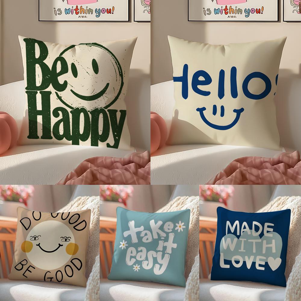 Casual daily Minimal English letters Cushion Cover Linen Pillowcase Cover Soft Decor for Sofa Home Room