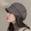 Восьмиугольная шляпа Детская осенне-зимняя утолщенная теплая берет с защитой ушей Модная универсальная литературная шляпка-шоу