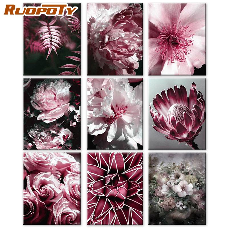 RUOPOTY DIY Frame Oil Painting By Numbers Flower Unique Gift On Canvas Wall Art Picture By Numbers For Living Room