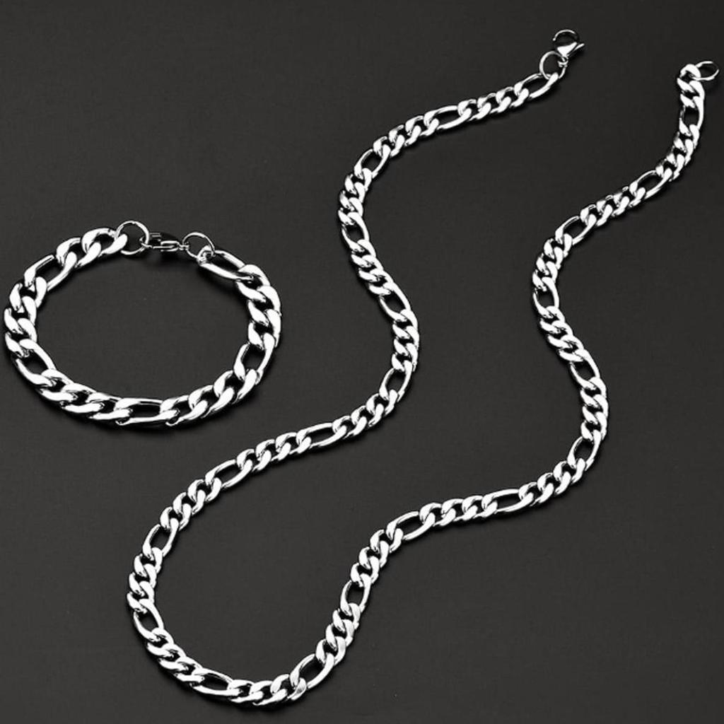 Мужской браслет-цепочка и колье-цепочка, серебряный браслет и колье-цепочка, набор подарочных ювелирных аксессуаров, цепочка