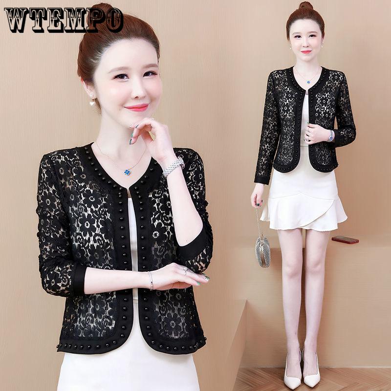 Кружевная рубашка, шаль, женская летняя одежда большого размера, солнцезащитная одежда, тонкое пальто для мам среднего и пожилого возраста