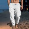 European and American Cross-border Men's Solid Color Drawstring Linen Loose Casual Beach Casual Pants