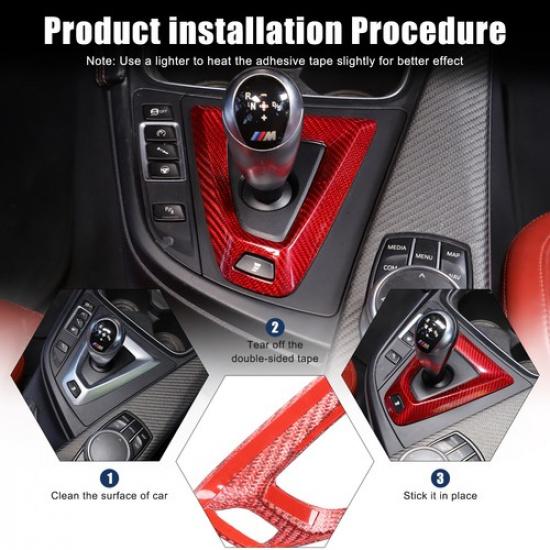Red Real Carbon Fiber Center Gear Shift Base Frame Trim For BMW M3 F80/M4 F82