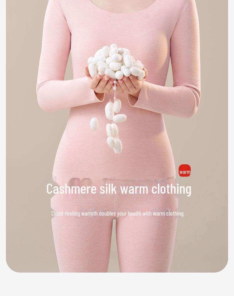 Женский комплект термобелья из кашемира и шелка: Немецкий бархат, плотный, уютный, базовые вещи для осени и зимы.