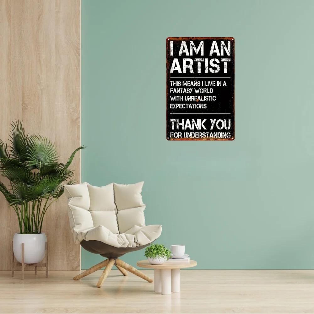 1 шт. Смешная металлическая жестяная вывеска «Фэнтези художника», винтажный юмористический декор для офиса и кафе, легко подвешиваемый настенный декор, декор комнаты, домашний декор