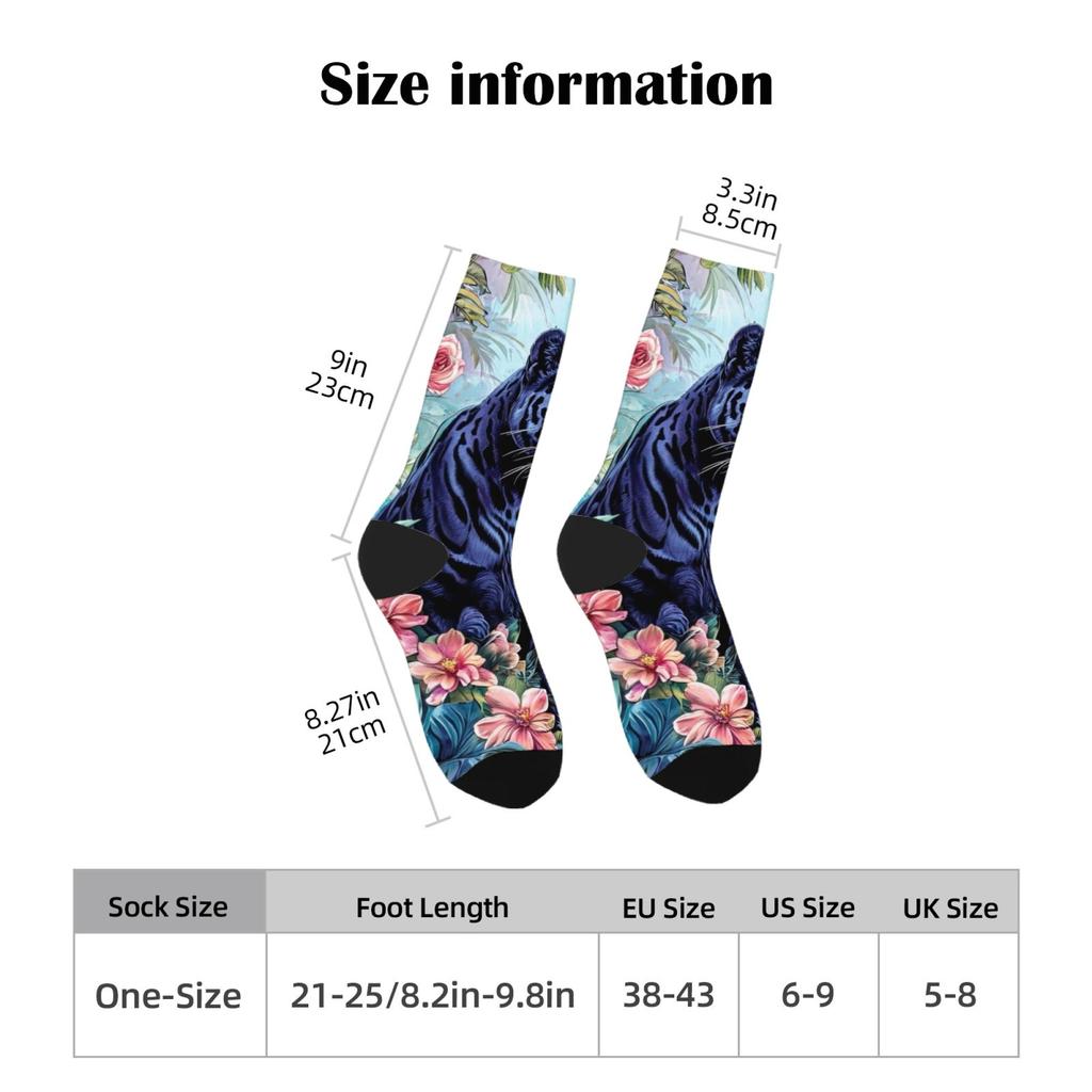 Men's Casual Socks Creative Black Panther Trend Print Soft and Comfortable Socks Harajuku Retro Crew Socks Holiday Party Gift