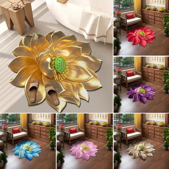 Ковер в форме цветка лотоса 3D визуальный эффект Ковер-лотос Впитывающий коврик с нескользящей основой для спальни гостиной ванной кухни