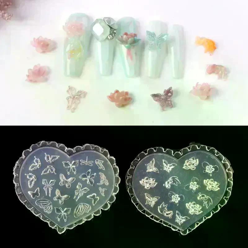 3D Лепестки Цветов Силиконовая Форма для Ногтей Сердце Бант DIY Декор для Маникюра Шаблон для Резьбы по Ногтям Инструменты
