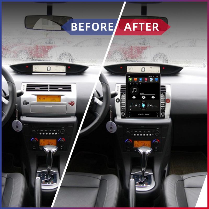 9,7-дюймовый автомобильный радиоприемник Android для Citroen C4 C-Triomphe C-Quatre 2004-2011 2 DIN Tesla с вертикальным экраном Carplay Авторадио Мультимедийный плеер 2 + 32 ГБ