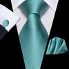 Men's Tie Tiffany Blue Solid Necktie Hankerchief Cufflinks Wedding Tie Prom Party