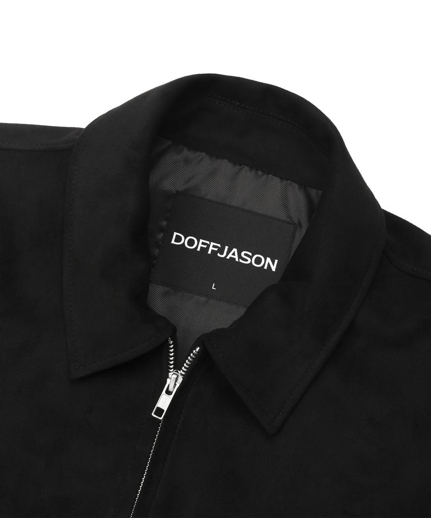 Doffjason Оверсайз Замшевая Однобортная Куртка-Пулловер Черная