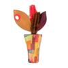 [R4271] - Red Yellow 'Mistinguette' Handmade Brooch (flowerpot) - 90x50mm