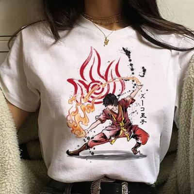 Летние свежие женские свободные футболки с круглым вырезом из чистого хлопка с короткими рукавами и принтом персонажей аниме