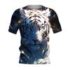 Новые летние забавные футболки с 3D-принтом с тигровым узором для мужчин и женщин, футболки с коротким рукавом и изображением животных, большие футболки Harajuku, топы, детская одежда