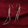 Womens Korean Version Vintage Elegant Fashion Anti-allergy 925 Silver Plated Tassel Dangle Long Ladies Wedding Hook Earrings Jewelry