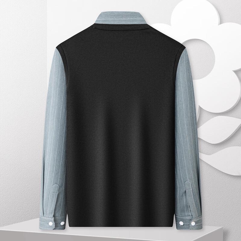 Мужской вязаный свитер MONTAGUT с вышивкой, полосатый лацкан, имитация двух частей