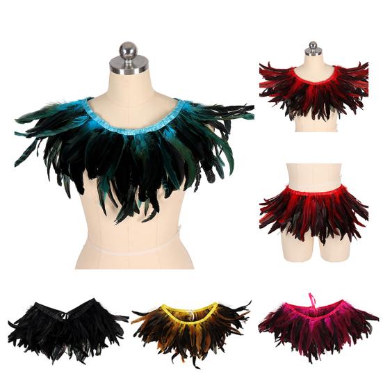 Перьевая шаль Яркий цвет Хэллоуин Вечеринки Плащ Носить как юбку или шаль Шаль в готическом стиле с лентой на шнуровке Аксессуар для костюма