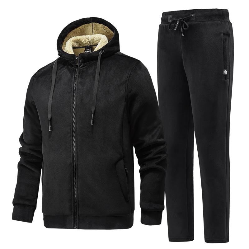 Новый мужской флисовый костюм-двойка плюс бархат зимний толстый теплый костюм мужской костюм из овечьего бархата повседневный спортивный костюм плюс размер 8XL 7XL 6XL