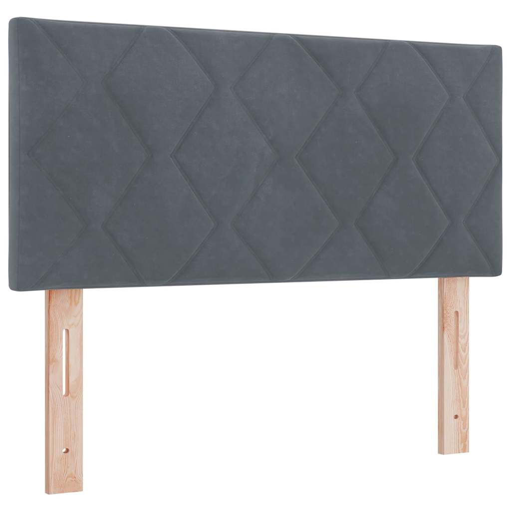 Box Spring Bed with Mattress Dark Gray 90 x 190 cm Velvet
