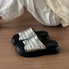 Простые шлепанцы на толстой подошве с плиссировкой, женские 2025, новые, модные и универсальные, для улицы, на плоской подошве, шлепанцы с одной перемычкой